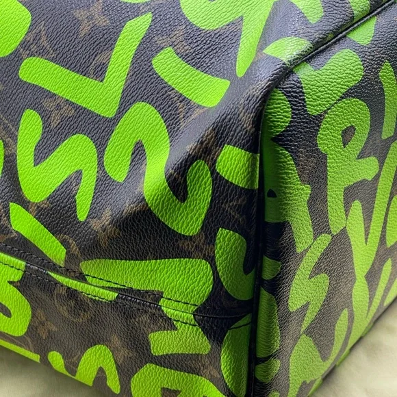 Louis Vuitton x Stephen Sprouse Graffiti Neverfull Gm Neon Green Tote Bag Rare - Picture 3 of 16